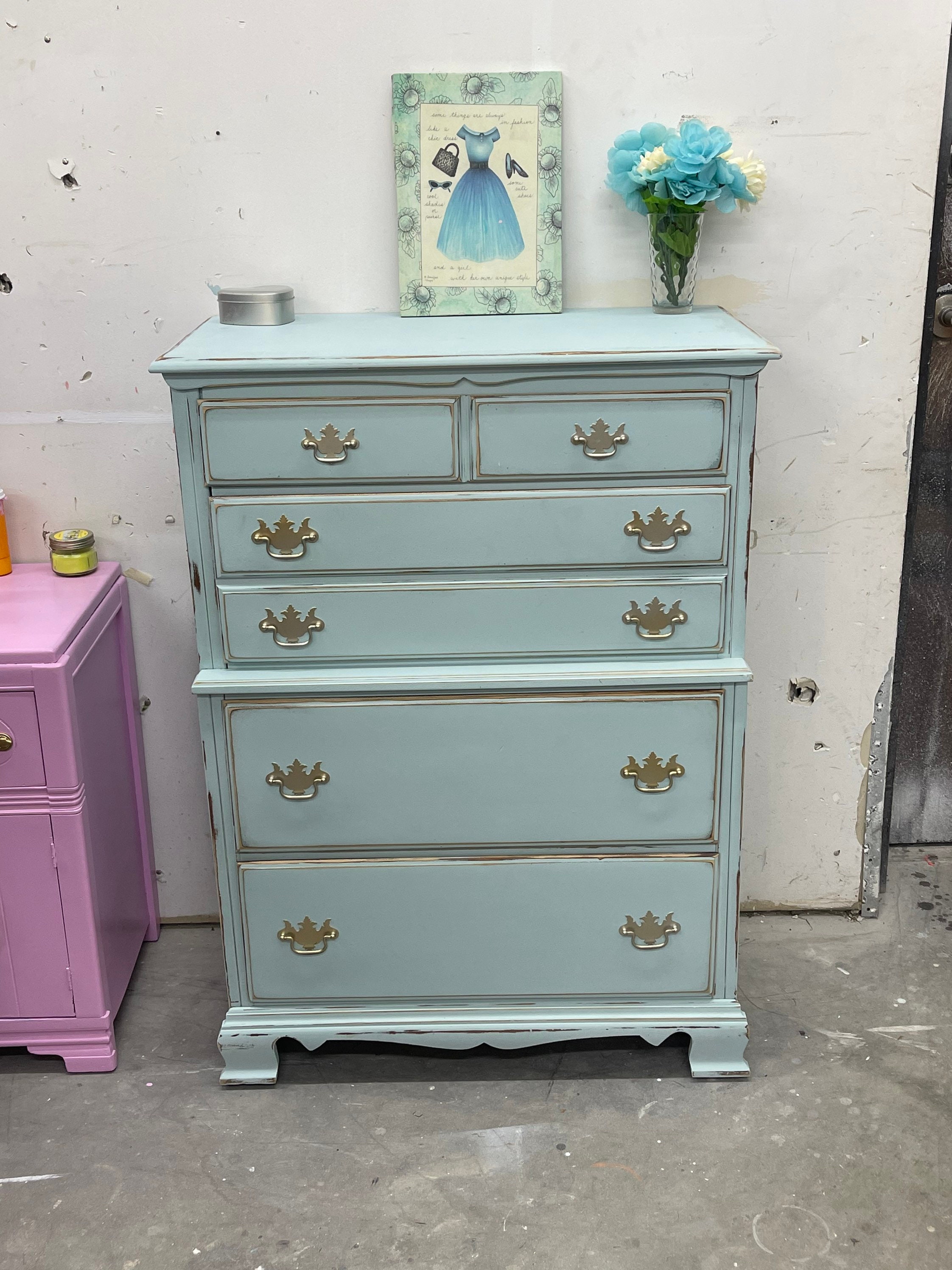 french connection blue floral dress Sold! Do Not Purchase!. Robin's Egg Chest of Drawers. Dresser/bedroom/chalk Paint/nursery Style:Beach The Gentleman's Guide to Color:Porcelain