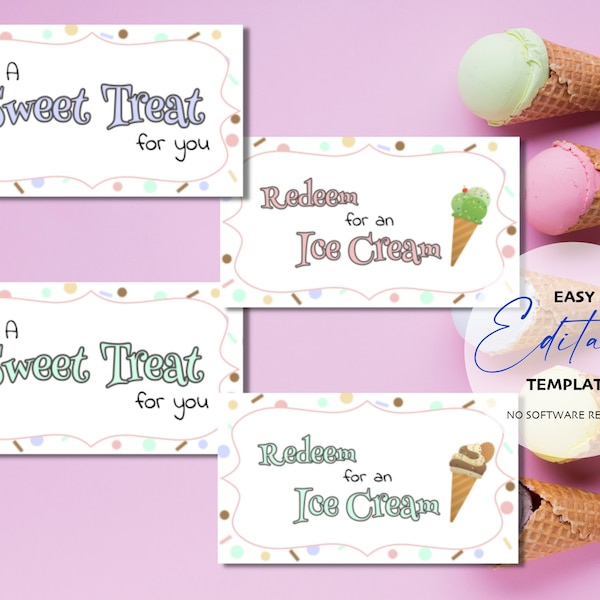 Printable 'Sweet Treat Ice Cream Coupons' | Edit, Download and Print