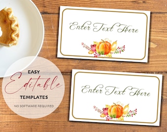Printable Fall Harvest Foldable Table Tent Card, Thanksgiving Display, Edit, Print and Download