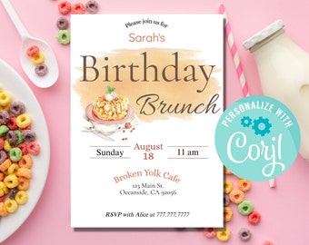 Einladungsvorlage 'Geburtstagsbrunch' zum Ausdrucken | Bearbeiten, Herunterladen, Drucken und Senden