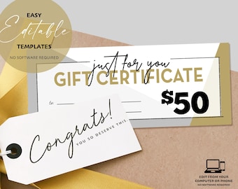 Druckbar Just for you Geschenkgutscheine | Bearbeiten, Herunterladen und Drucken