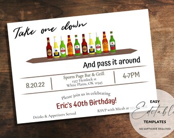 Printable Take one Down and Pass it Around Party Invitation | Edit, Download, Print & Send