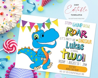 Printable Dinosaur Birthday Invitation Template | Edit, Print & Download | 1,2,3,4