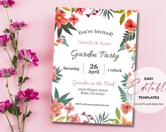 Floral Garten Party Frühling Einladung Vorlage | Digitale Datei - Herunterladen, drucken oder digital senden