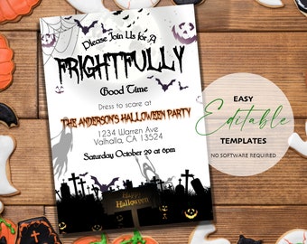 Frightfully Good Time Halloween Fall Party Invitation Template | Edit, Download, Print & Send