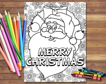 Ausdruckbare Weihnachtsmann Malseite | Sofort downloaden | Kinder Aktivität