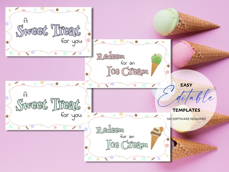 Printable 'sweet Treat Ice Cream Coupons' Edit, Download and Print - Etsy