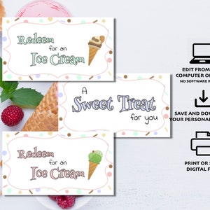 Printable 'sweet Treat Ice Cream Coupons' Edit, Download and Print - Etsy