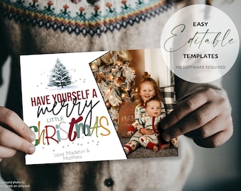 Druckbare Have Yourself a Merry Little Christmas Fotokarte | Bearbeiten und Herunterladen