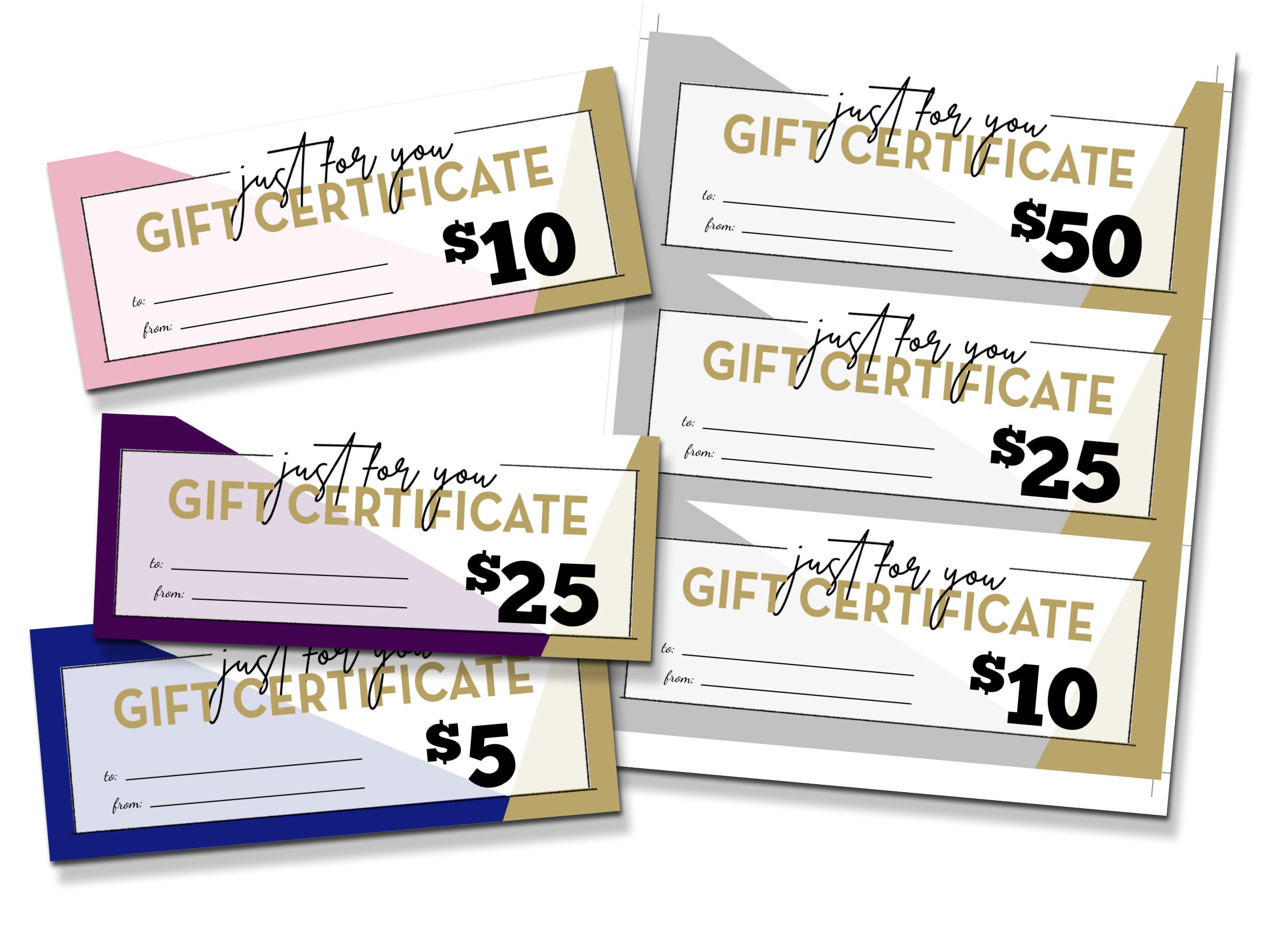 Printable Just for You Gift Certificates Edit, Download and Print - Etsy