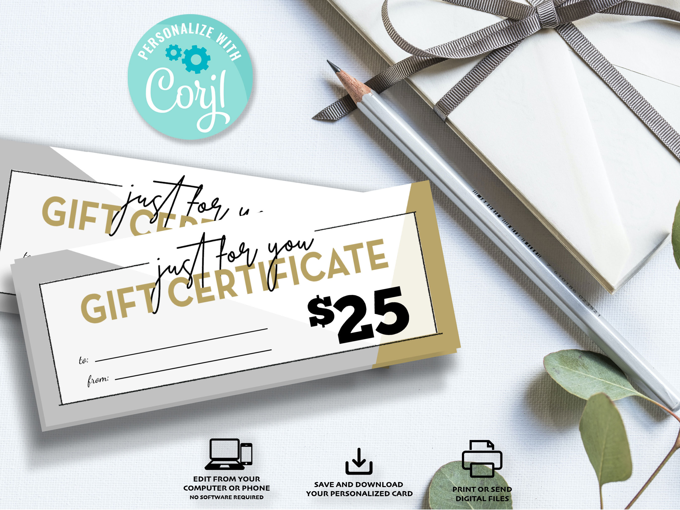 Printable Just for You Gift Certificates Edit, Download and Print - Etsy