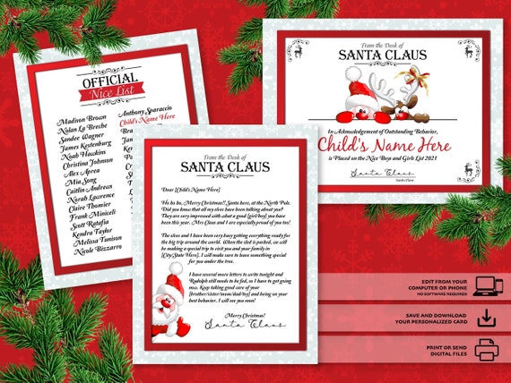 Printable Letter From Santa Template Bundle Edit Customize | Etsy