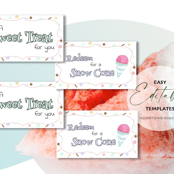 Printable 'Sweet Treat Snow Cone Coupons' | Edit, Download and Print