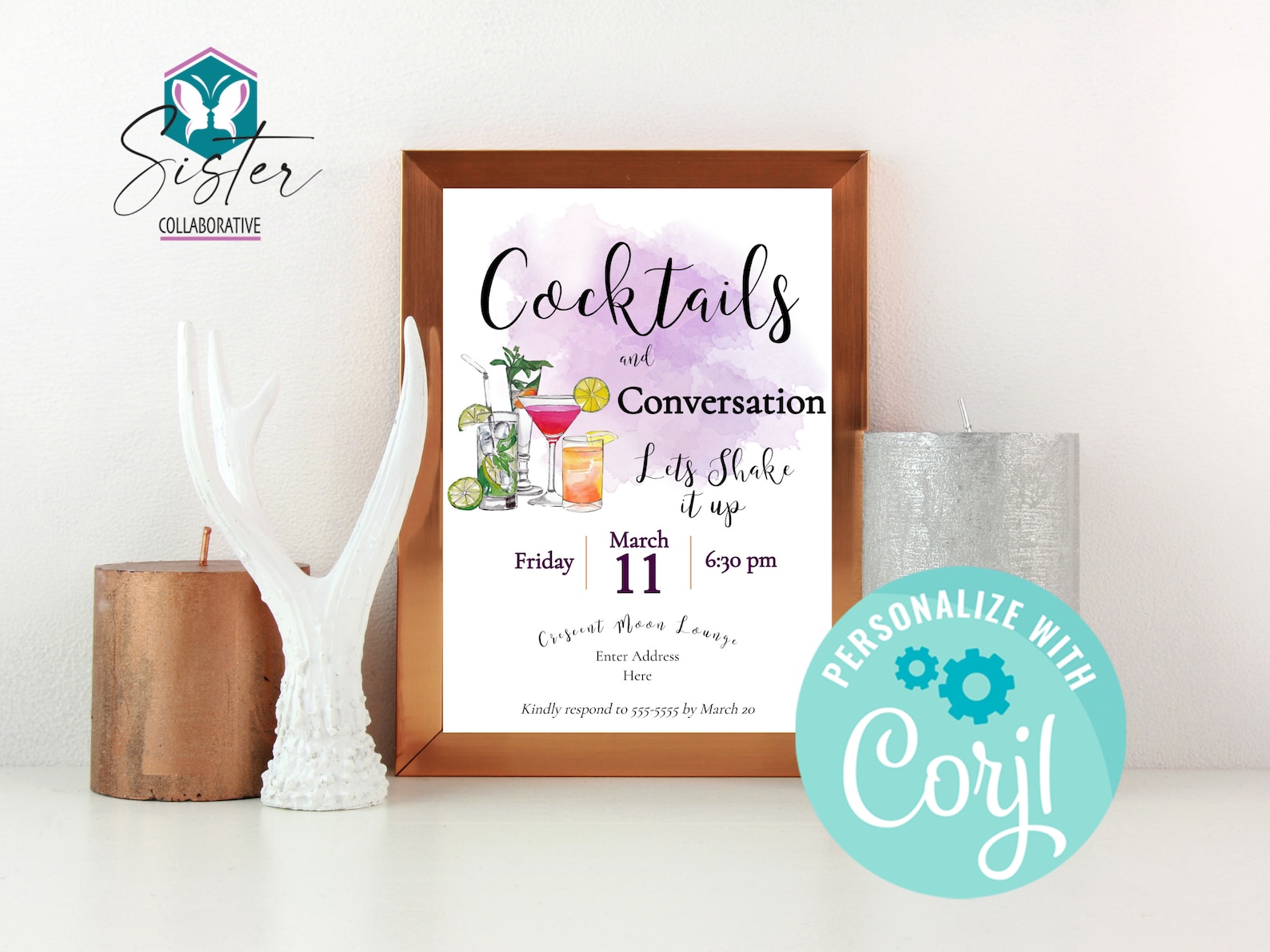 Printable 'cocktails and Conversation' Party Invitation Template | Edit, Download and Print - Etsy