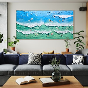 Landscape Beach Joy No.11 Ocean Art Hand Painted Extra Large Textured 3D Minimalist  Art Abstract Oil Painting Contemporary Art