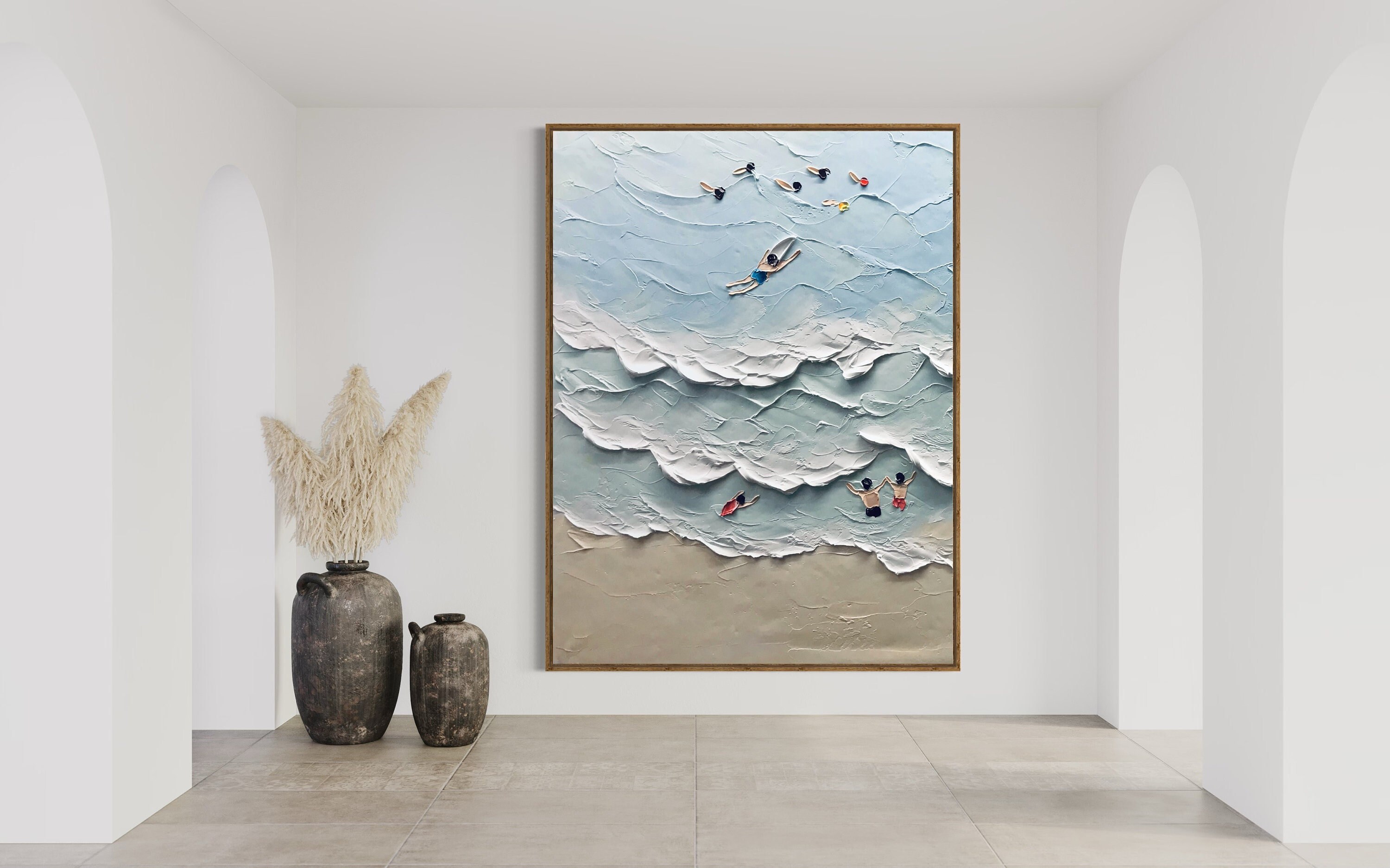 Beach Joy No.1 5 Ocean Art Hand Painted Extra Large Heavy Textured 3D Minimalist Art Abstract Oil Painting Contemporary Art