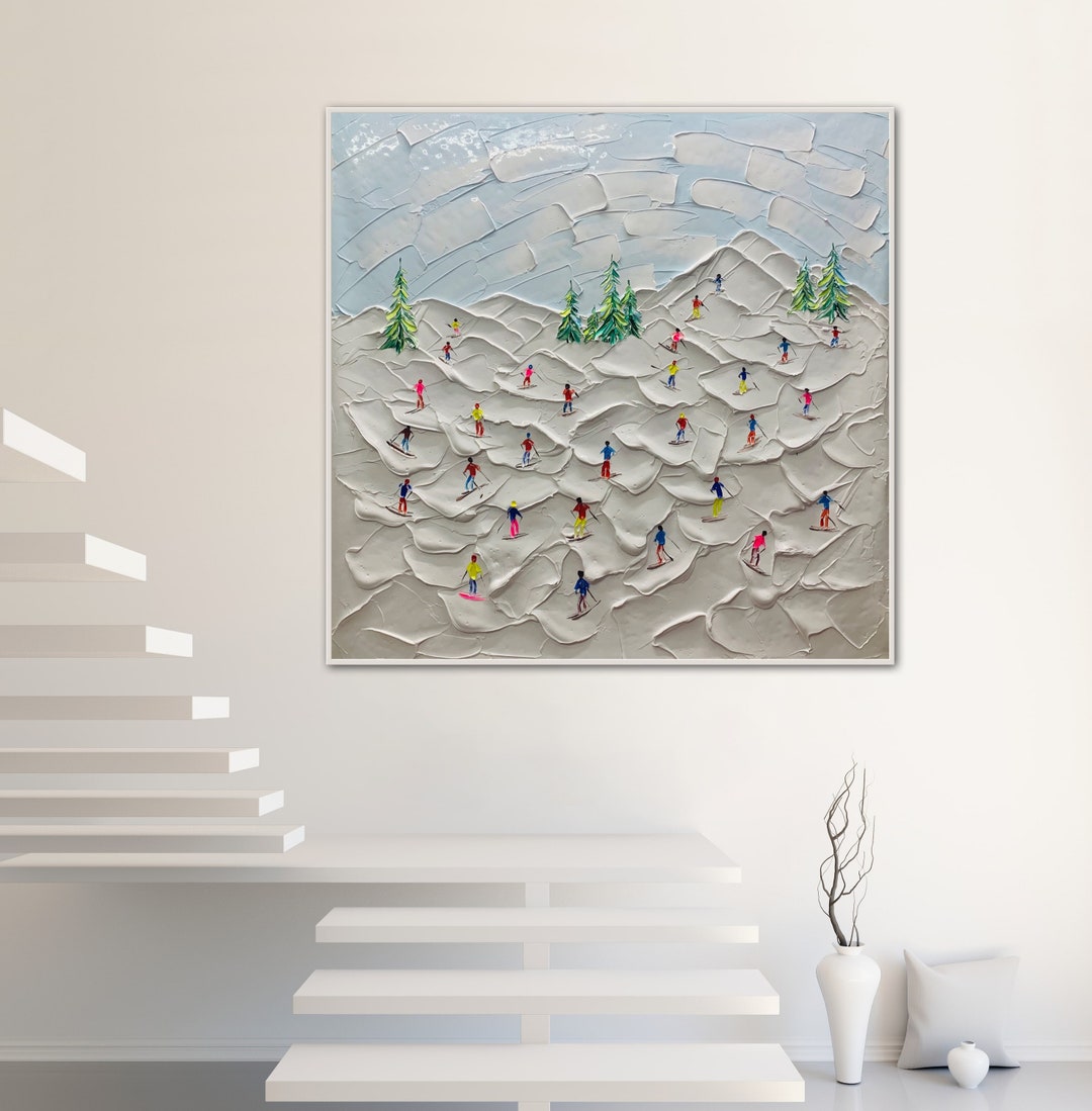 Snow Rhythm - Ski Slope Abstract Wall Art Painting