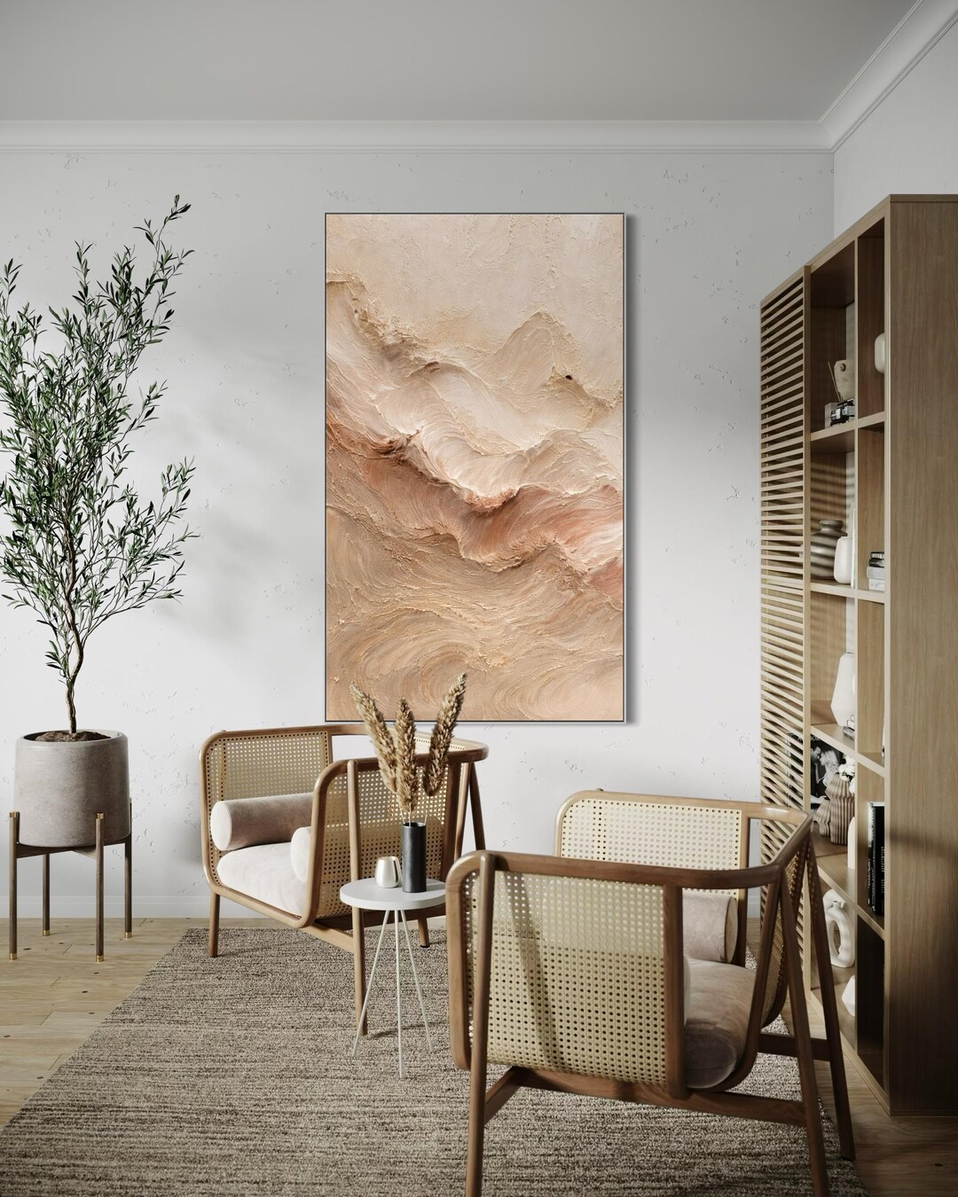 Neutral Textured Abstract Wall Art, Beige Minimalist Painting, Large ...
