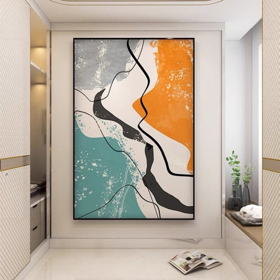 Extra Large Painting Heavy Brush Stroke Minimalist Green White Thick