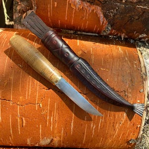 Birch bark handled veidzi, karelian puukko knife.