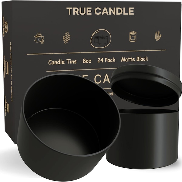 24 8oz Candle tins for Candle Making, DYI Candle, Empty Candle Vessel, Candle Container, Empty Candle Jars Lid
