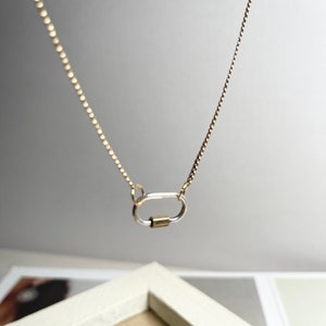 Carabiner necklace, dainty jewelry, stainless steel,  minimal style necklace, statement necklace, gold filled necklace, birthday necklace