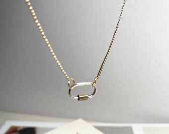 Carabiner necklace, dainty jewelry, stainless steel,  minimal style necklace, statement necklace, gold filled necklace, birthday necklace