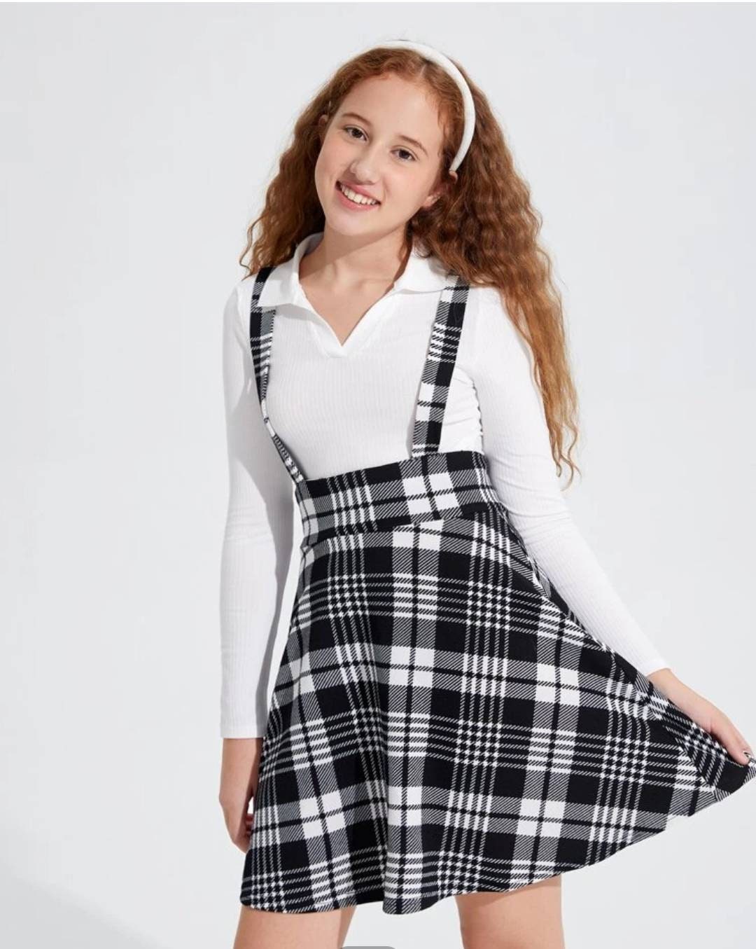 checkerboard overall dress