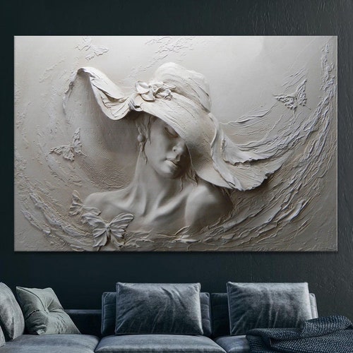 Woman Sculpture Canvas Lady Art Decor 3d Women Design Etsy