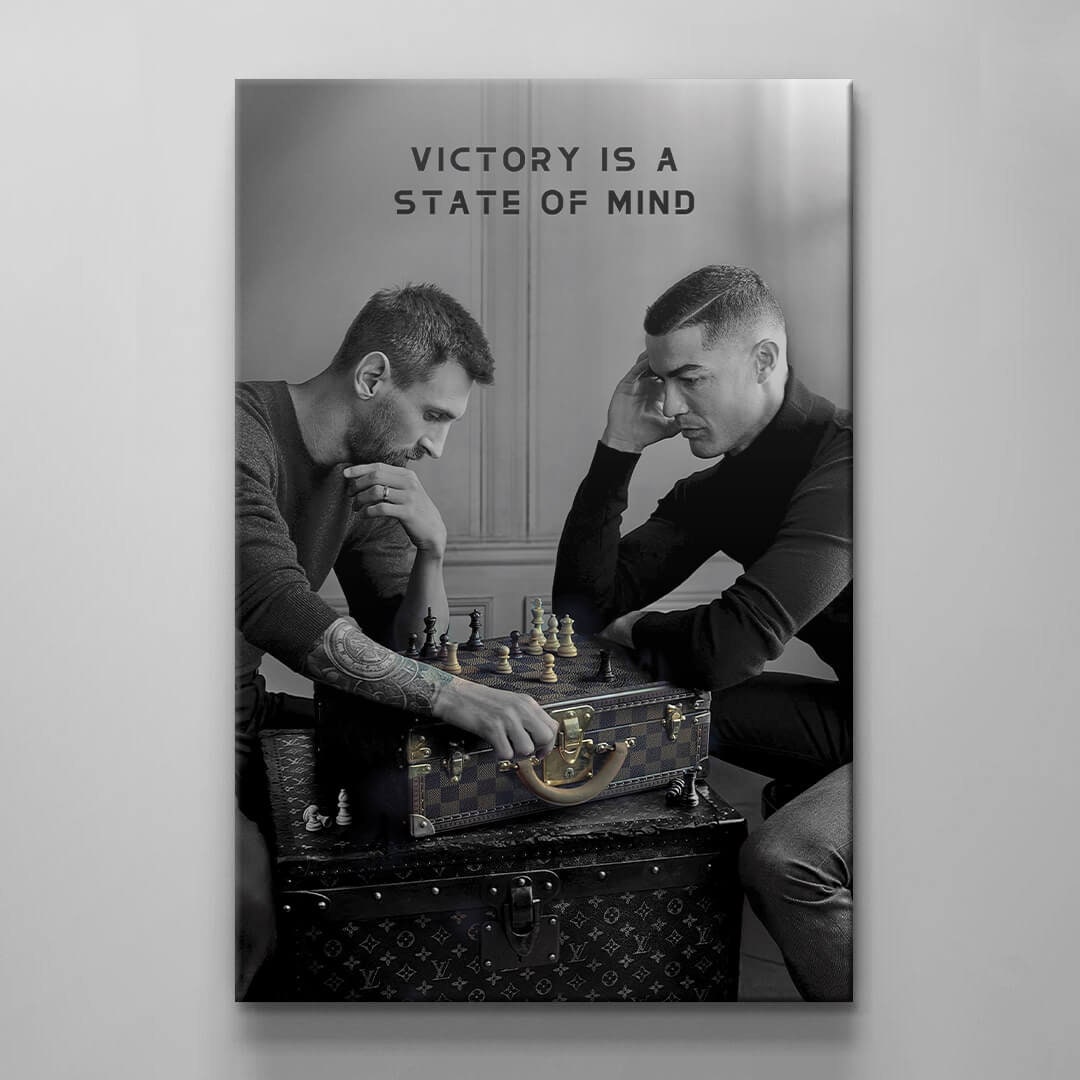 Messi & Ronaldo Chess Poster, Football Legends Canvas, Soccer Player Poster