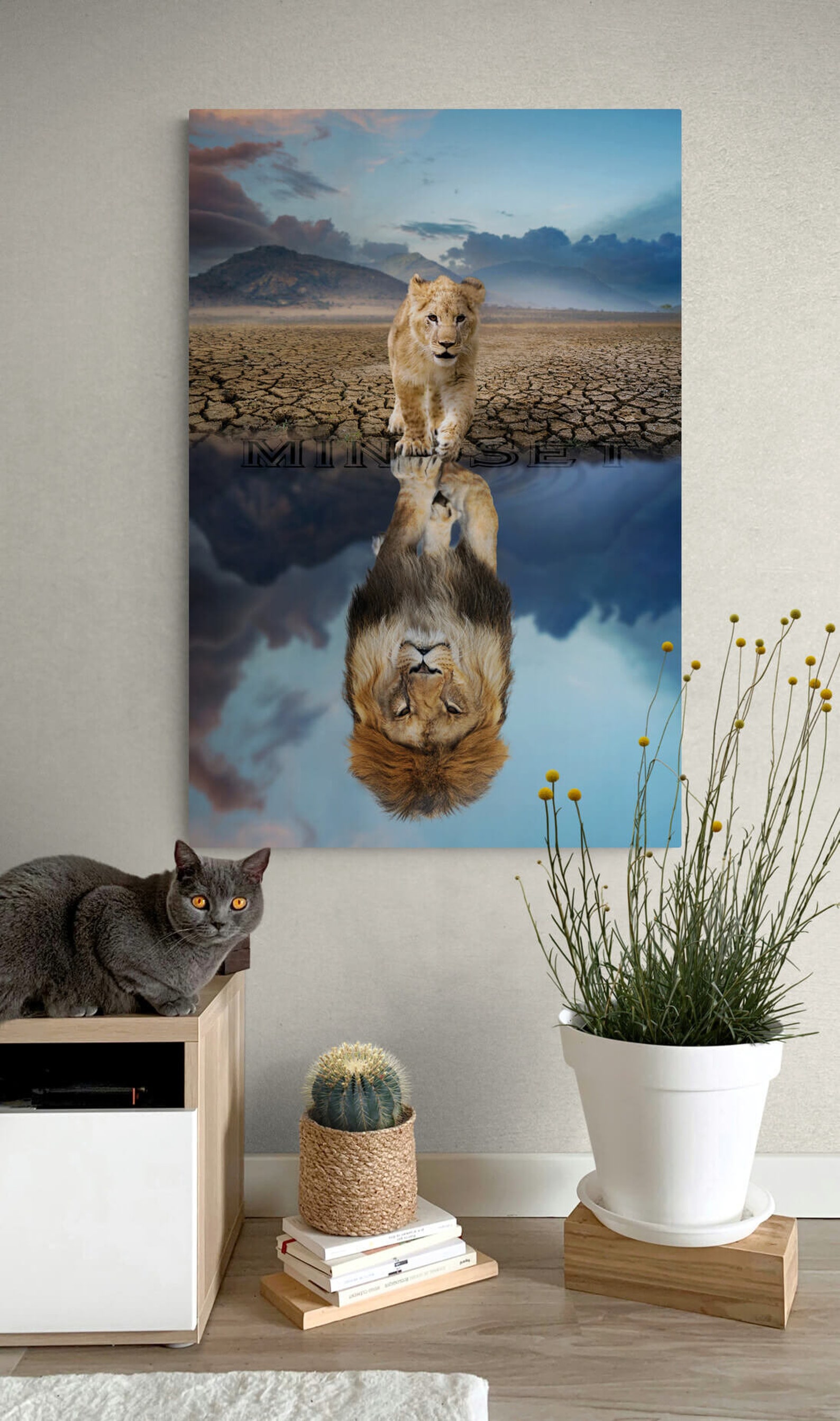MINDSET IS EVERYTHING Canvas Motivational Office Lion Acrylic Etsy