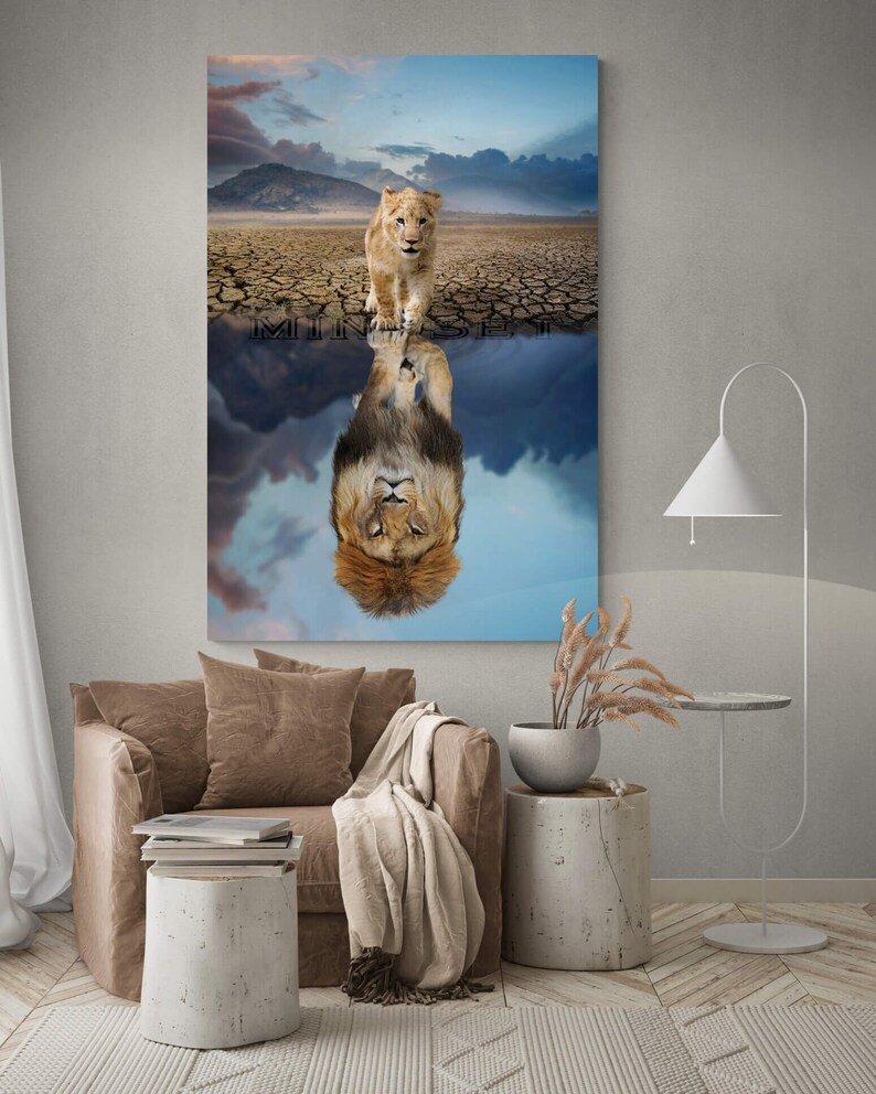 MINDSET IS EVERYTHING Canvas Motivational Office Lion Acrylic Etsy