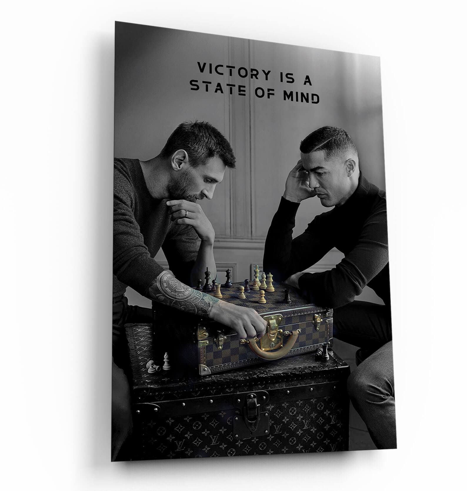Messi & Ronaldo Chess Poster, Football Legends Canvas, Soccer Player Poster