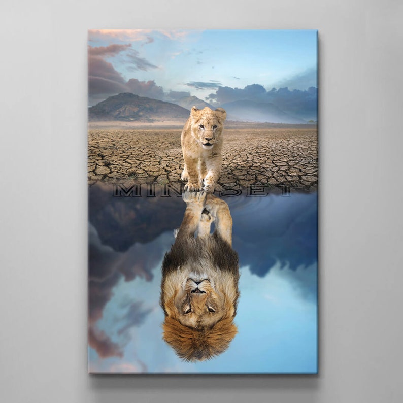 MINDSET IS EVERYTHING Canvas Motivational Office Lion Acrylic Etsy