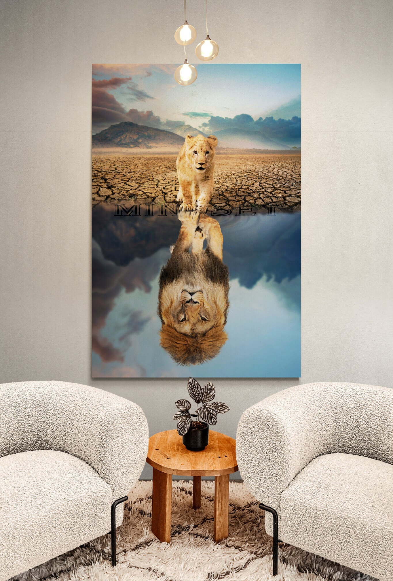 MINDSET IS EVERYTHING Canvas Motivational Office Lion Acrylic Etsy