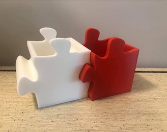 Jigsaw Puzzle Succulent Planter Set,  3D Printed