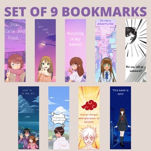 Printable Anime Bookmarks Cartoon Anime Illustrated Instant Download
