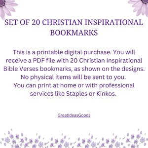 Printable Christian Inspirational Bookmarks, Bible Verses Bookmarks, Instant Download Set of 20 Printable Motivational Bookmarks image 6
