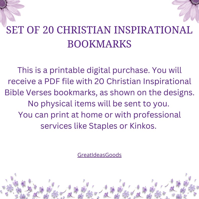 Printable Christian Inspirational Bookmarks, Bible Verses Bookmarks, Instant Download Set of 20 Printable Motivational Bookmarks image 6