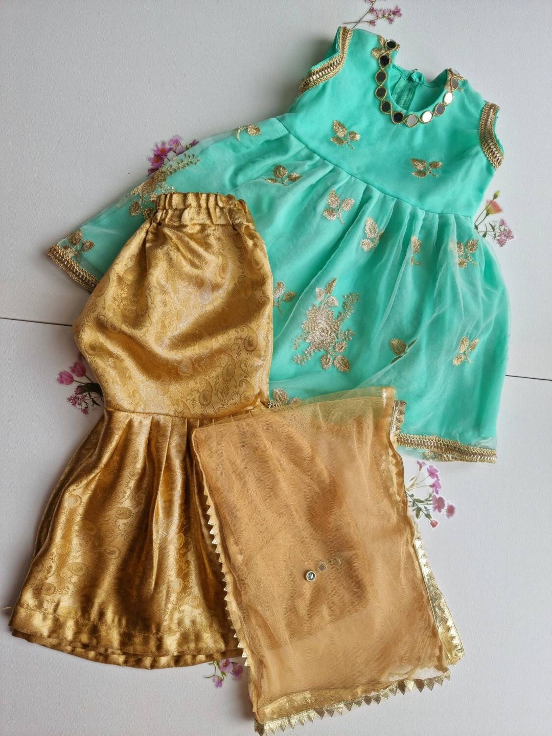 Sea Green Frock Baby Girl Dresses Traditional Dress Pakistani Etsy
