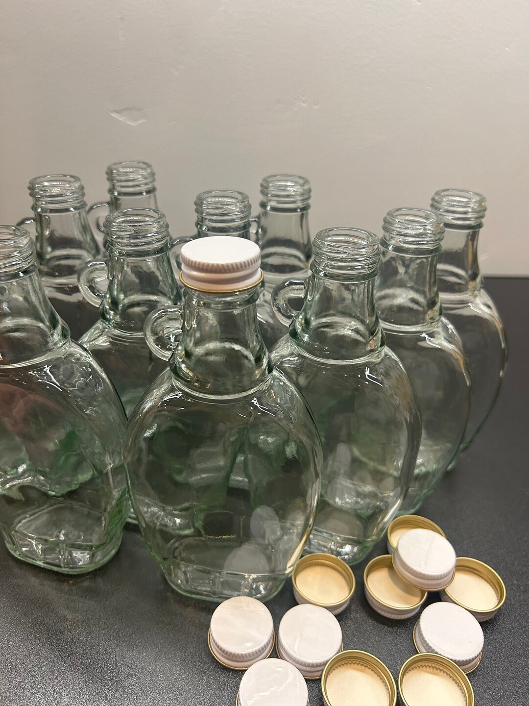 8oz Glass Syrup Jar With Plastisol Lid Empty Bottle Canning Maple Syrup