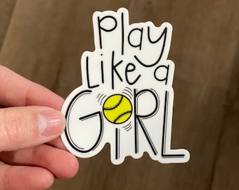 Play like a girl SOFTBALL sticker