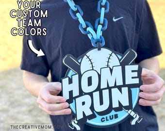 Custom Team Colors Home Run Chain Necklace: Baseball Fan Swag