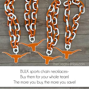 large 3D printed custom team chain necklaces for sports fans or teams. turnover chains, mvp awards, and fan gear