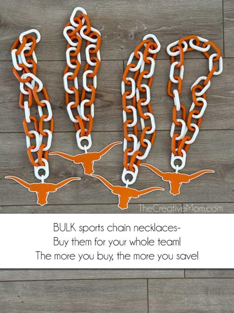 large 3D printed custom team chain necklaces for sports fans or teams. turnover chains, mvp awards, and fan gear