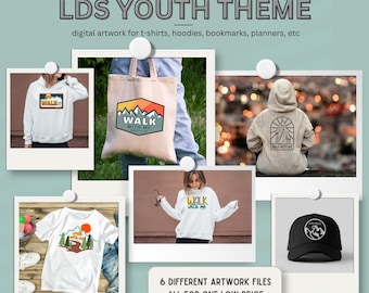 2026 "Walk With Me" LDS Youth Theme Digital Files - 6 different artwork designs - SVG, PNG, and jpg all included. Great for Girls Camp!