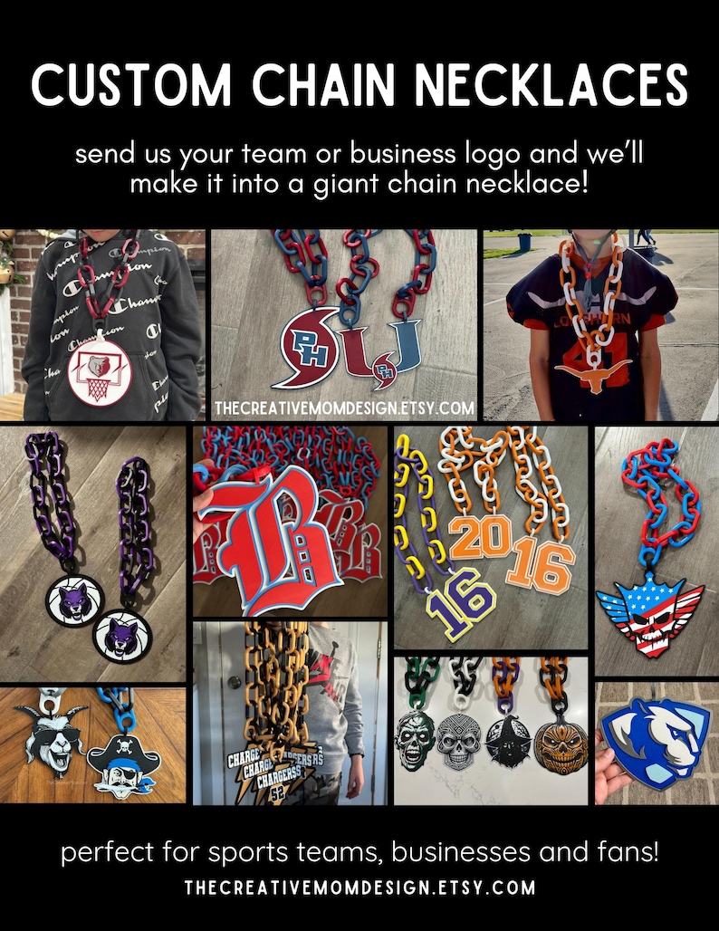 Custom Sports Team Logo Chain Necklace: Fan Gear, MVP Gift, turnover or homerun chain bild 2