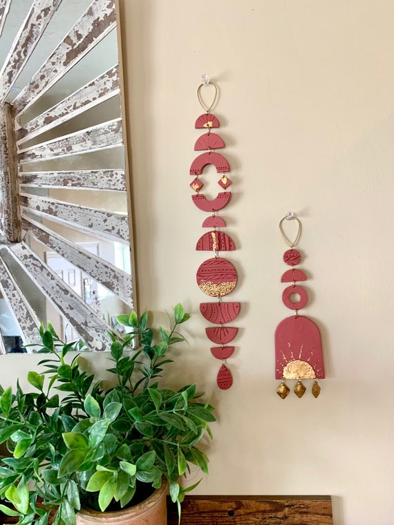 Terracotta and gold wall hanging set Etsy