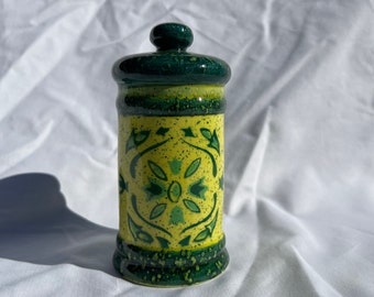 Vintage Yellow/Green Speckled Ceramic Pepper Shaker (Made in Japan)