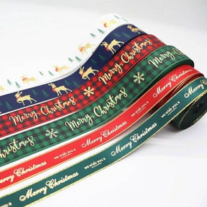 Christmas Ribbon Selection (25mm) | Reindeer Ribbon | Red Ribbon | Satin Ribbon | Tartan Ribbon | Gold Foil